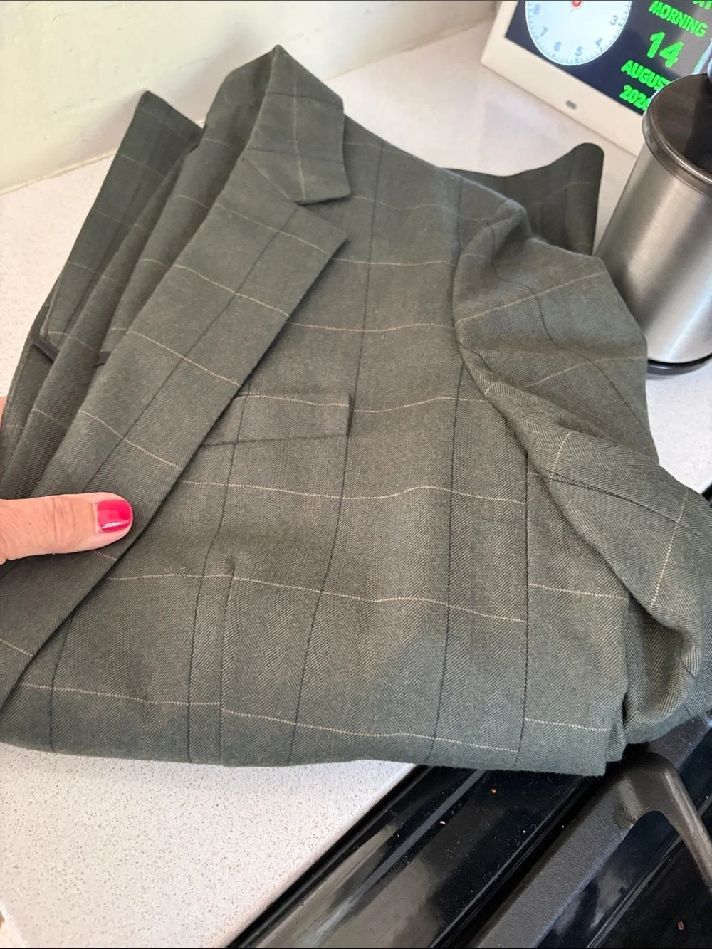 rag & bone Olive Green Windowpane Blazer